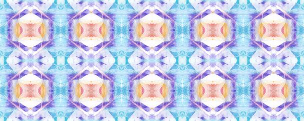 Psychedelic Rainbow Ogee Seamless Texture. Ikat Pattern. Watercolor Hand Drawn Textile. Creative Navajo Ikat Background. Aztec Geometric Textile Border Allover Organic Swimwear Design. Geo Ogee Tile.  - Photo, Image