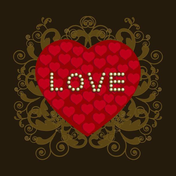 Открытка на день Святого Валентина с абстрактным сердцем от сердца, изолированные на черном фоне, векторная иллюстрация
 - Вектор,изображение