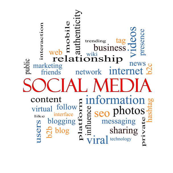 szociális média szó koncepció felhőben - Fotó, kép