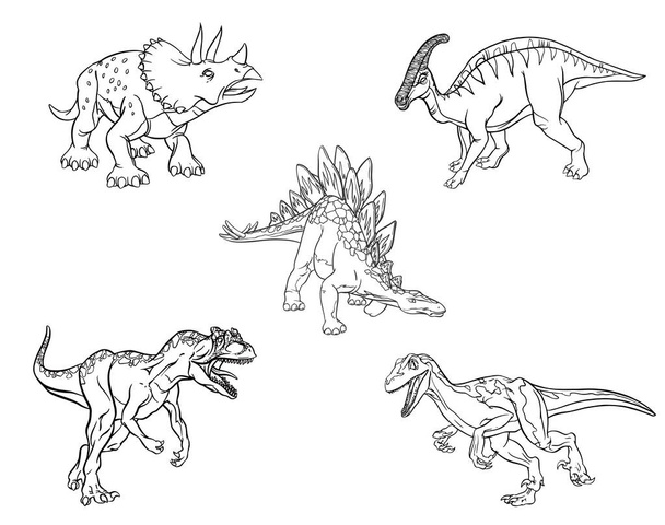 Página isolada para colorir tiranossauro para crianças