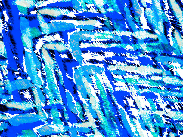 Afrikaans patroon. Stripes Naadloos Patroon. Classic Blue en Indigo Aquarel Camouflage Ontwerp. Abstracte Safari tegel. Geometrische dierlijke textuur. Zebra Skin Print. Achtergrond van camouflage bij dieren. - Foto, afbeelding