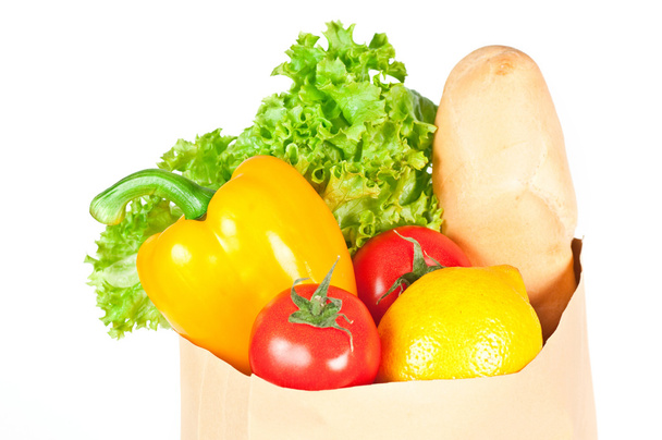 Fresh healthy groceries in a paper bag  - Zdjęcie, obraz