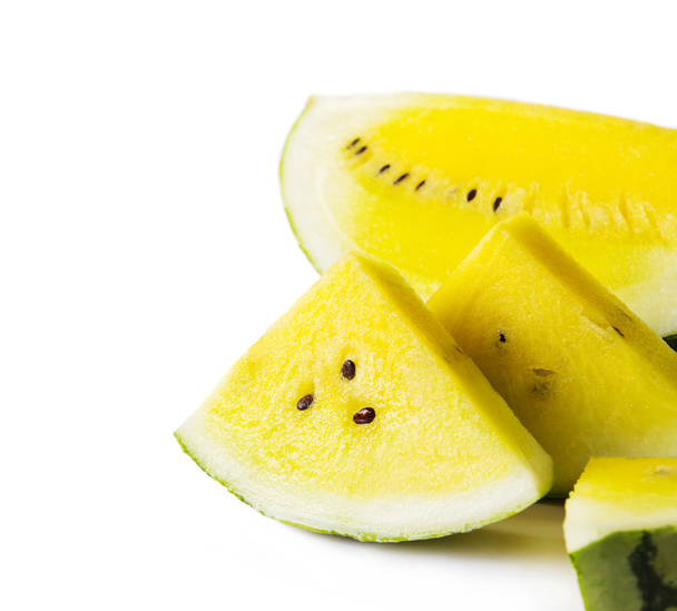 Yellow watermelon on white background - Fotó, kép