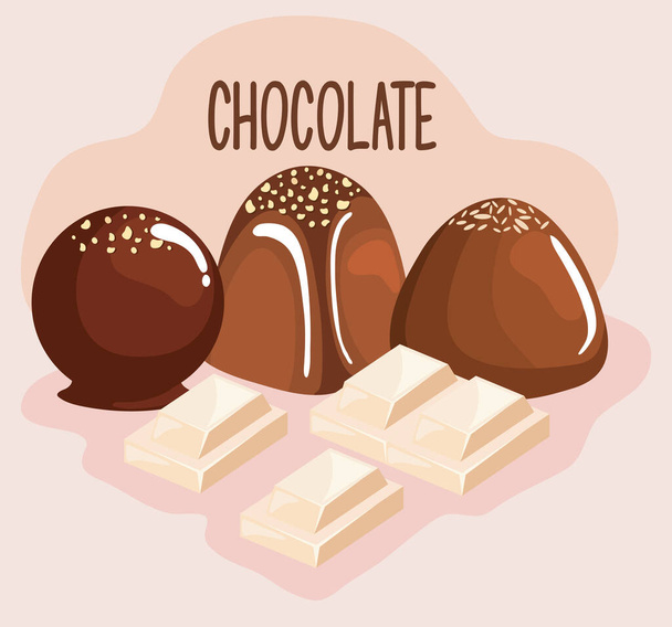 édes csokoládé termékek - Vektor, kép