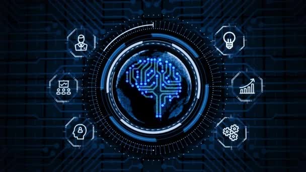 人工知能(AI) 、機械学習、現代のコンピュータ技術の概念。ビジネス、テクノロジー、インターネット、ネットワークの概念.  - 映像、動画