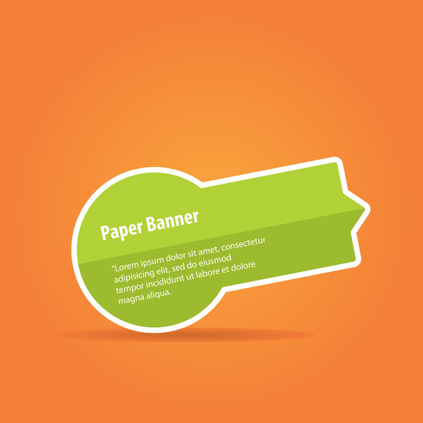 Vector green paper banner on orange background - Вектор, зображення