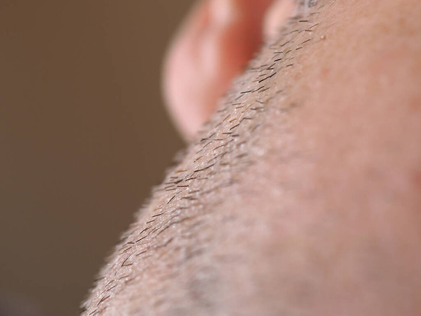 świeżo ścięta broda bokobrody przed uchem - Zdjęcie, obraz