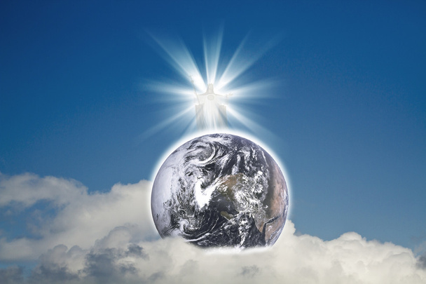 Иисус с Землей (Элементы Земли этого изображения предоставлены НАСА)
) - Фото, изображение