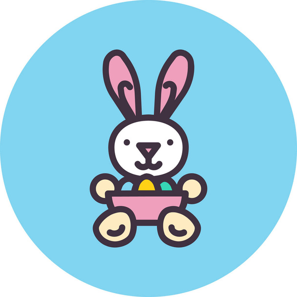 Sevimli tavşan ikonu, Paskalya konsepti, basit çizim tasarımı  - Vektör, Görsel