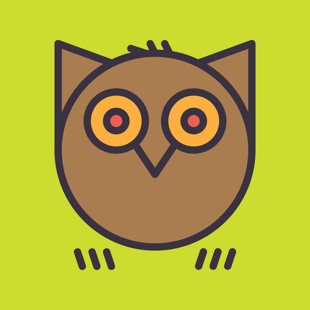 búho carácter de ave, diseño de ilustración simple  - Vector, Imagen