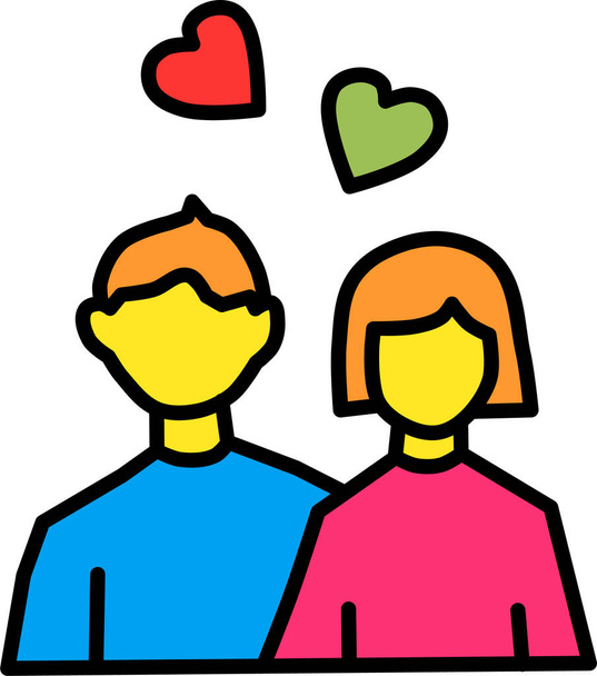coppia icona, San Valentino, disegno semplice illustrazione  - Vettoriali, immagini
