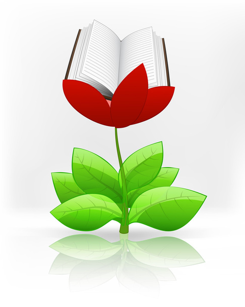 Открытая книга в красном цвете
 - Вектор,изображение
