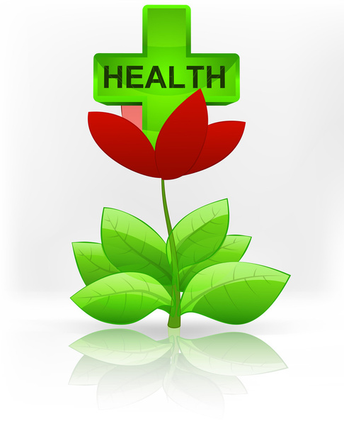 Health icon in red flower blossom - Vektori, kuva