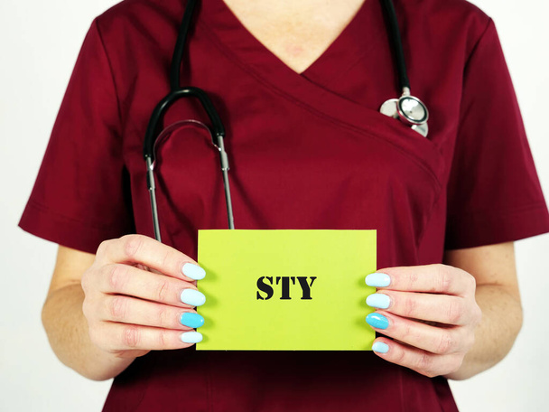Tıbbi konsept demek, Sty 'nin kağıt üzerinde imzası olması demek. - Fotoğraf, Görsel