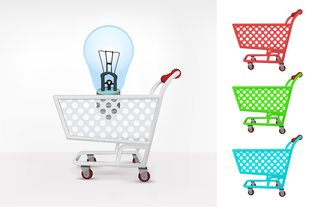 modrá žárovka v nákupní košík - Vektor, obrázek