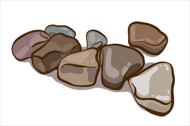 Stones for landscape design. Decorative cobblestones on a white background. - Vector, Image
