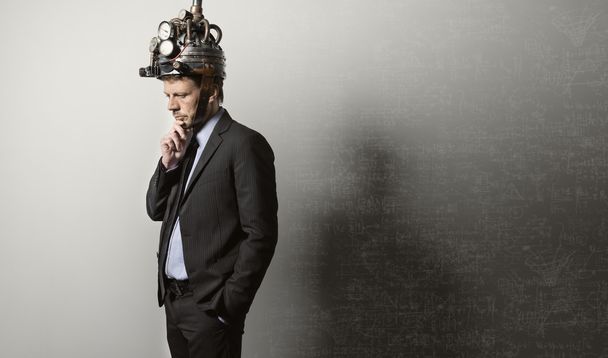 Businessman with steampunk helmet - Foto, Bild