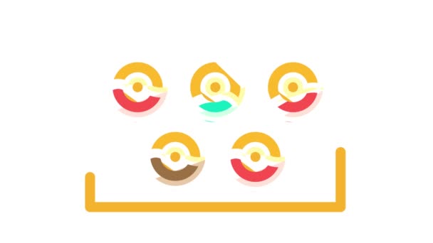 donuts op plaat kleur pictogram animatie - Video