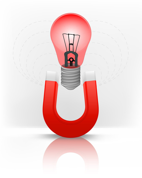 Красная лампочка, притянутая магнитом
 - Вектор,изображение
