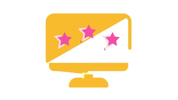 review stars on computer screen color icon animation - Footage, Video