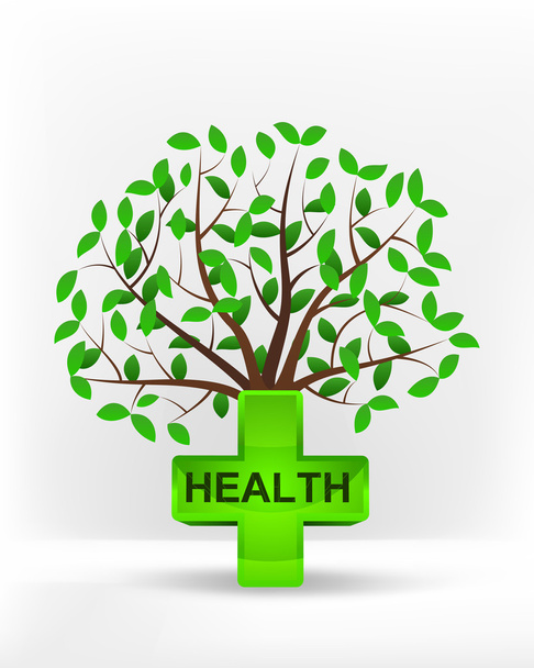ikona zdrowia przed zielonym drzewem - Wektor, obraz