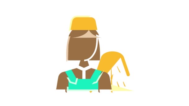 agricultor mujer trabajo color icono animación - Imágenes, Vídeo