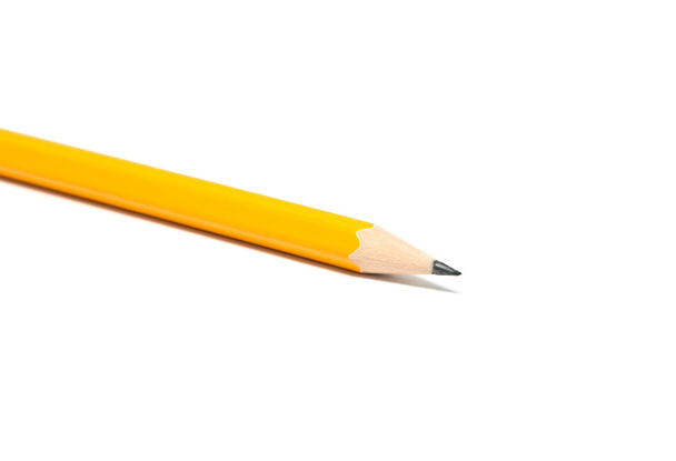Yellow sharp pencil on a white background - Photo, Image