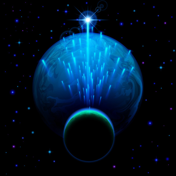 δύο πλανητών και αστέρι ντους - Διάνυσμα, εικόνα