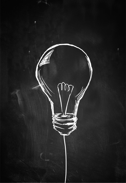 Single Bulb Sketch on Blackboard - Photo, Image