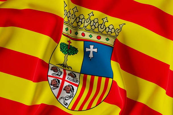 Официальная иллюстрация флага Арагона. - Фото, изображение