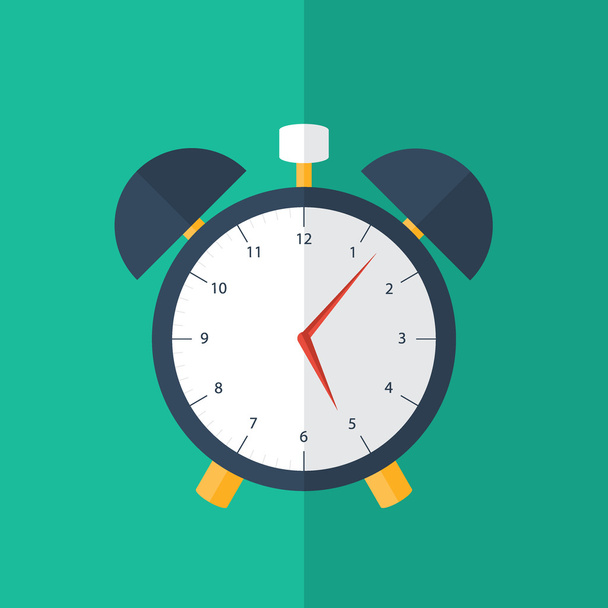 Blue alarm clock icon over green - ベクター画像