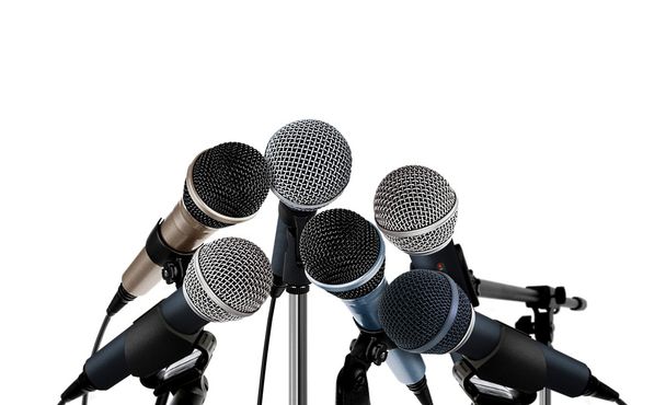 Microphones Standing over White - Photo, Image