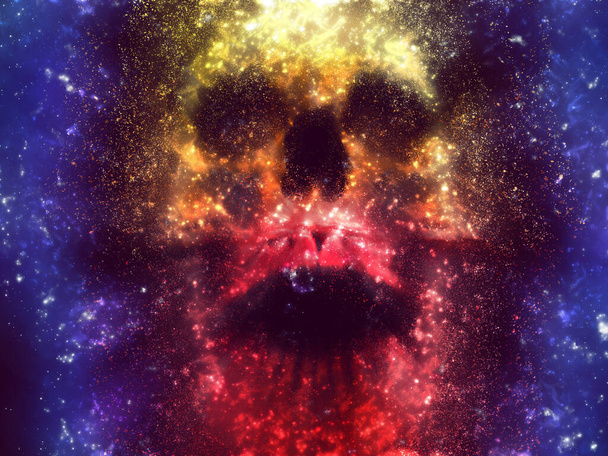 Ουρλιάζοντας κρανίο γαλαξία - κρανίο κατασκευασμένο από κοσμική σκόνη και αστέρια - Φωτογραφία, εικόνα