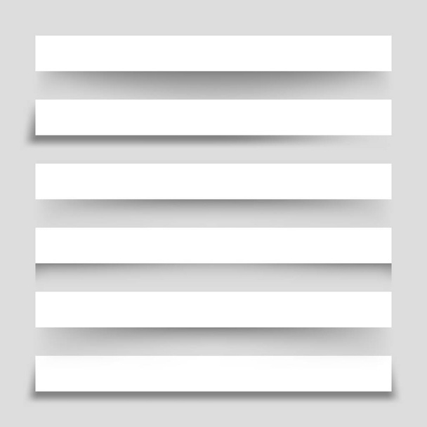影の白い紙のスクラップのセット。灰色の背景のページ分割。現実的な透明影効果。デザインの要素。ベクターイラスト. - ベクター画像