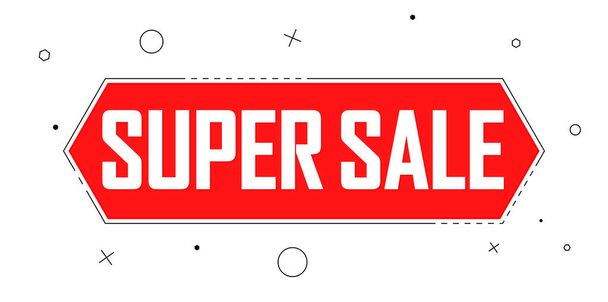 Super Sale, promotion banner design template, discount tag, vector illustration - Vector, Image