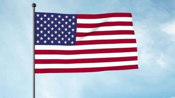 3D Εικονογράφηση της σημαίας των Ηνωμένων Πολιτειών της Αμερικής, η αμερικανική σημαία ή η σημαία των ΗΠΑ, είναι η εθνική σημαία των Ηνωμένων Πολιτειών. - Πλάνα, βίντεο