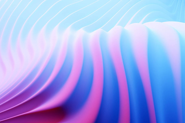 Ilustración 3d de la onda rosa y azul, cueva. Fondo de geometría tecnológica. Banner adhesivo a color para el registro de propuestas - Foto, imagen