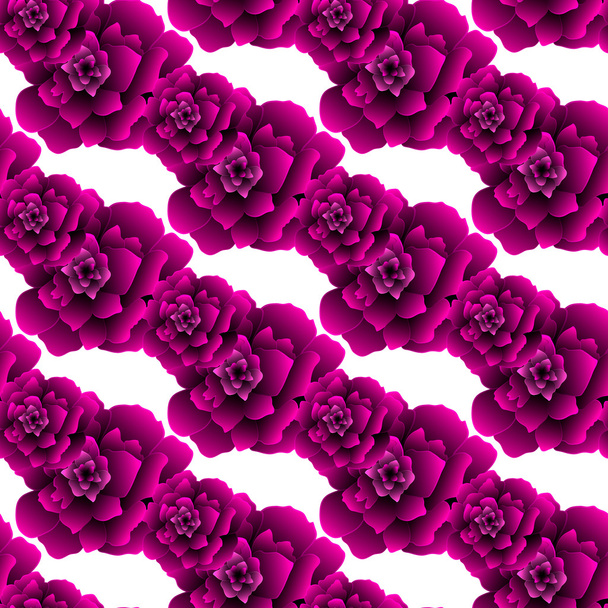 明るい紫色の花とのシームレスな背景 - ベクター画像