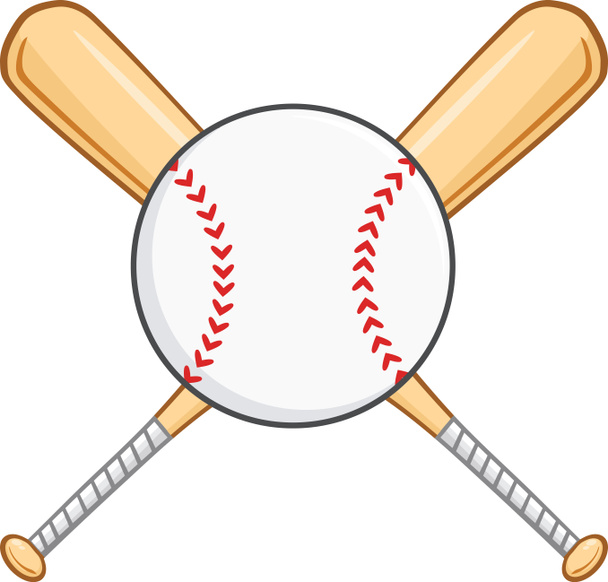 Crossed Baseball Bats And Ball - Photo, Image