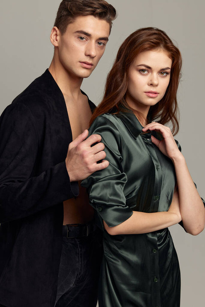 Young couple portrait elegant style attractiveness attitude fashion - Photo, Image
