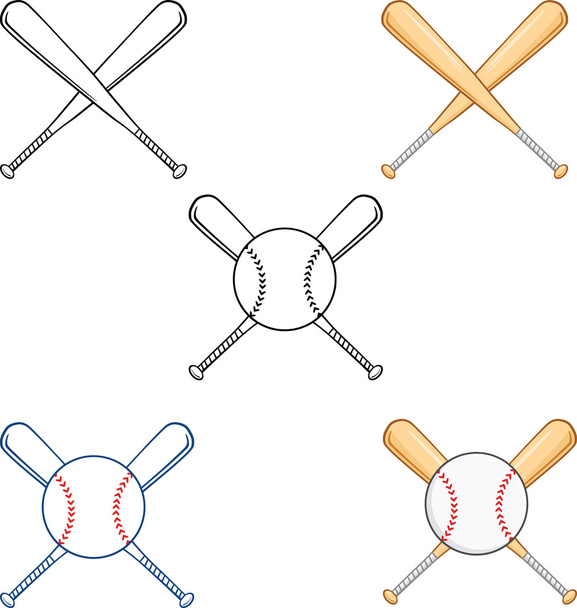 Sammlung gekreuzter Baseballschläger - Foto, Bild