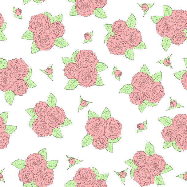  シームレス パターンのバラの花束 - ベクター画像
