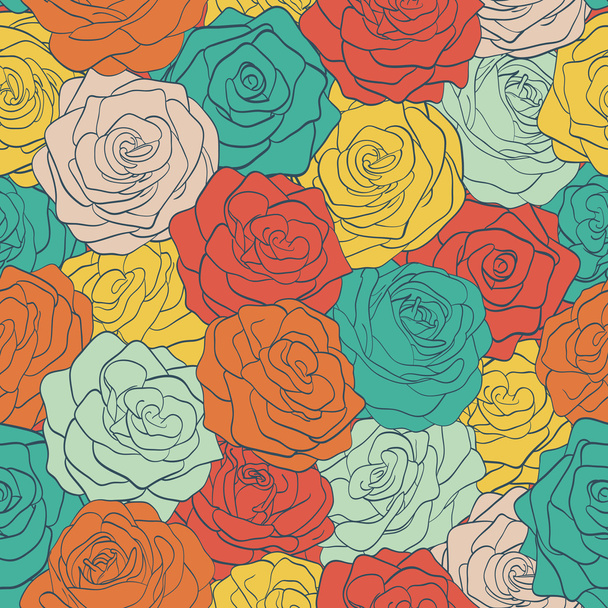 Seamless pattern colorful vintage roses - Vector, Image