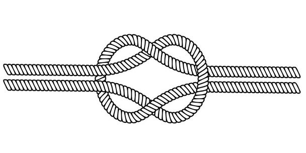 Double noeud marin de câble de corde, vecteur double noeud de corde macramé, le concept de liaison et de relation étroite - Vecteur, image