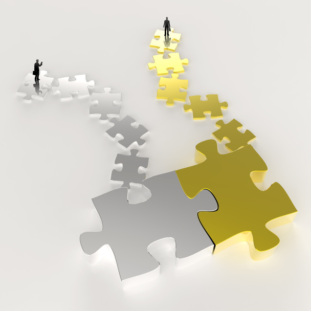 Партнерство Puzzle Metal 3d и иконы бизнесмена как концепция
  - Фото, изображение