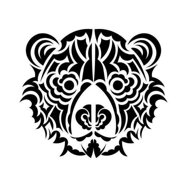 Tête d'ours ou visage d'ours vecteur de tatouage tribal avec fond blanc - Vecteur, image