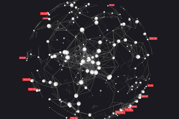 ビッグデータ複合体。世界的なデータネットワーク。抽象連結グラフ。通信網だ。情報プラス未来的なデザイン。社会的つながり。技術的背景。無秩序なシステム. - 写真・画像