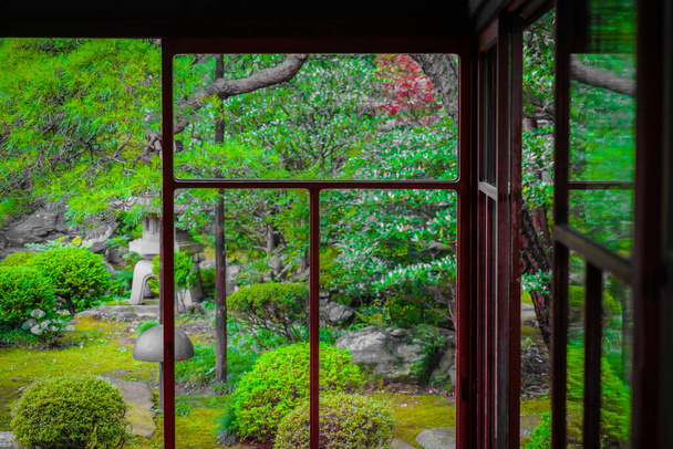 Landscape visible from the edge of the Japanese house - Photo, Image