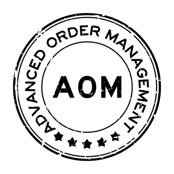 Grunge noir AOM Gestion avancée des commandes, ajouter sur le mot module joint rond en caoutchouc timbre sur fond blanc - Vecteur, image