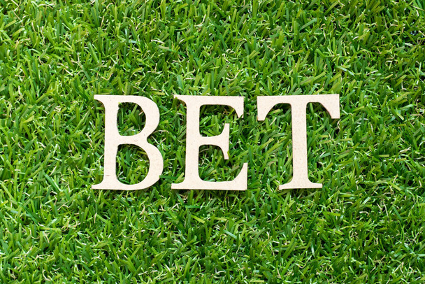 Alfabeto letra em palavra aposta no fundo de grama verde - Foto, Imagem